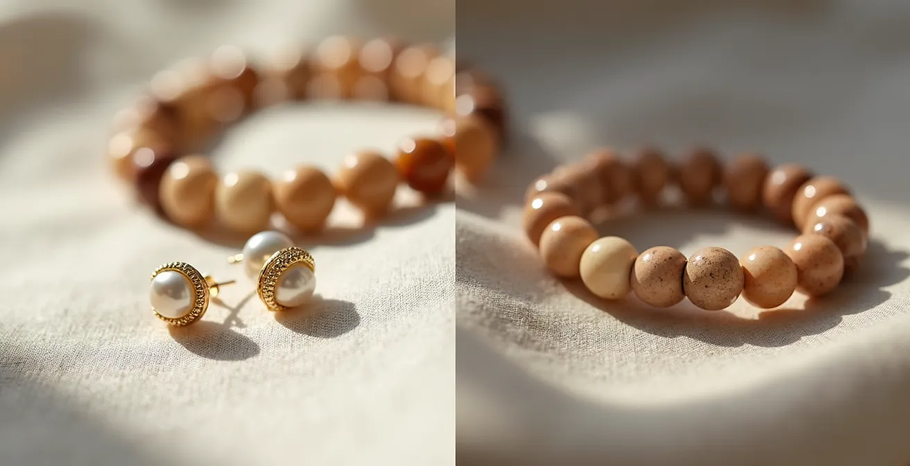 Comparación visual de joyas apropiadas para bodas de día versus noche