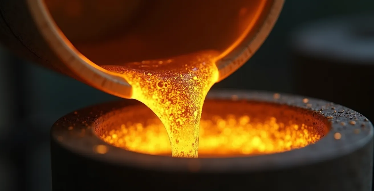 Proceso de fundición de oro reciclado en un taller artesanal español